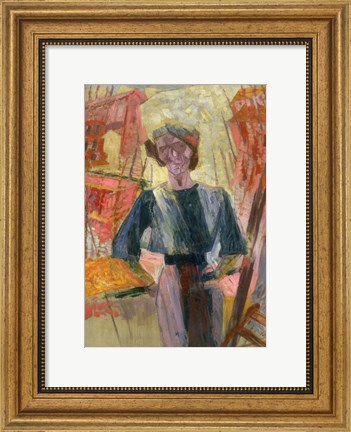 Framed Study of a Woman with Houses, c. 1910-1916 Print