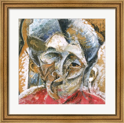 Framed Dynamic Composition with a Woman&#39;s Head Print
