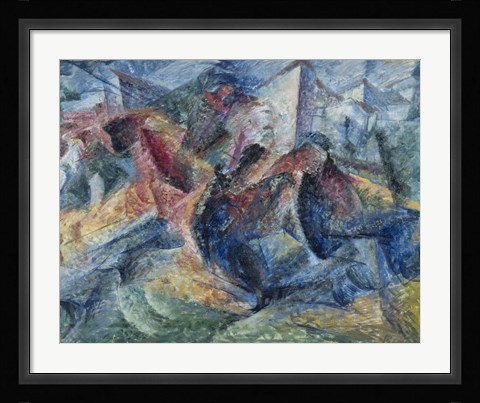Framed Horse, Horseman and Group of Houses Print