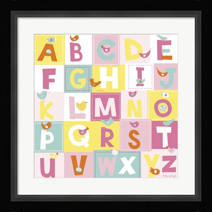 Framed Birdie Alphabet Print