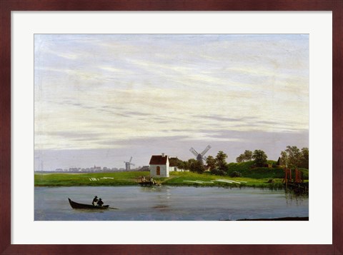 Framed Landscape with Windmills Print