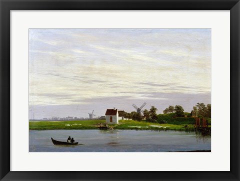 Framed Landscape with Windmills Print