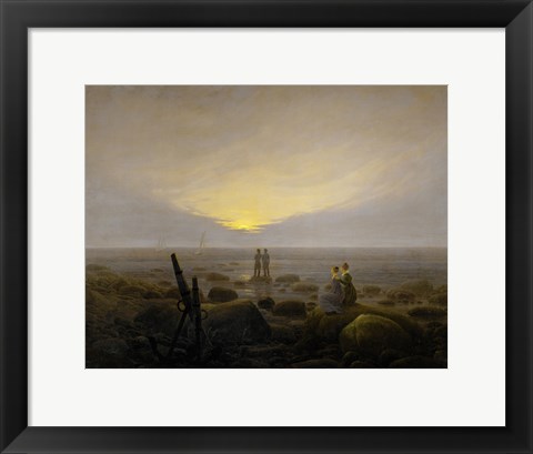 Framed Moonrise on the Seashore, 1821 Print