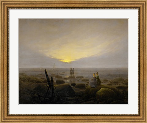 Framed Moonrise on the Seashore, 1821 Print