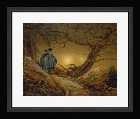 Framed Two Men Observing the Moon, 1819-1820 Print