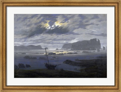 Framed Northern Sea by Moonlight Print