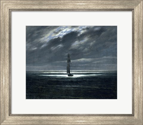 Framed Sea-Piece by Moonlight Print