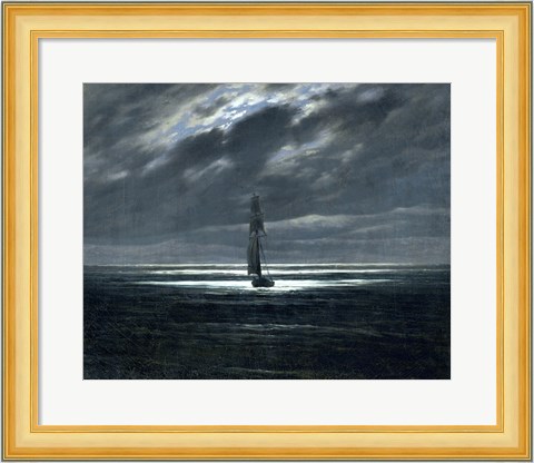Framed Sea-Piece by Moonlight Print