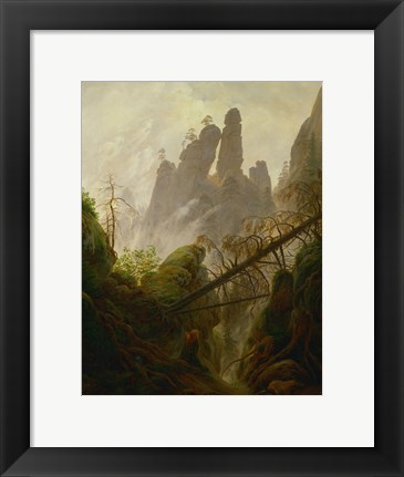 Framed Mountain Landscape (Felsenlandschaft im Elbsandsteingebirge), c 1822-1823 Print
