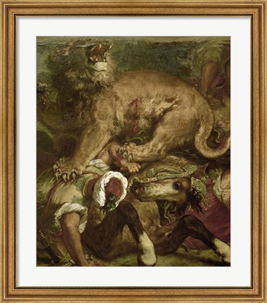 Framed Lion Hunt Print