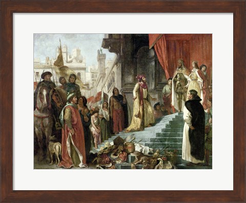Framed Return of Columbus, Audience before King Ferdinand and Isabella of Spain, 1839 Print