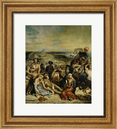 Framed Massacre of Chios Greek Families Waiting for Death or Slavery, 1824 Print
