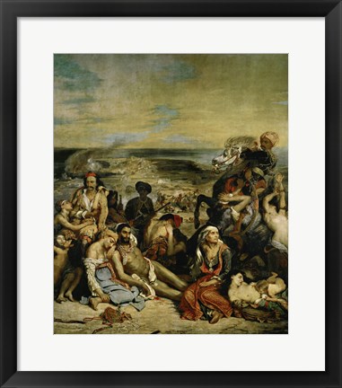 Framed Massacre of Chios Greek Families Waiting for Death or Slavery, 1824 Print