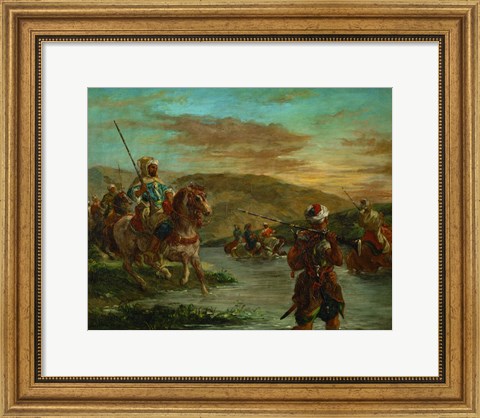 Framed Fording a River in Morocco, 1858 Print