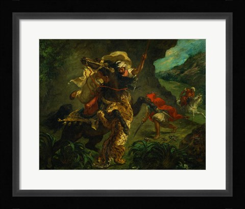 Framed Tiger Hunt, 1854 Print