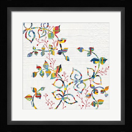 Framed Rainbow Vines with Berries Print