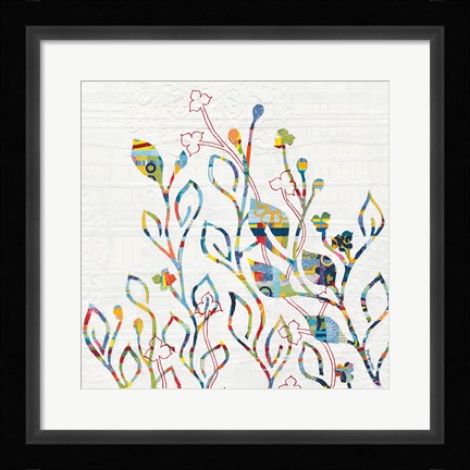 Framed Rainbow Vines with Flowers Print