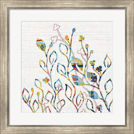 Framed Rainbow Vines with Flowers Print