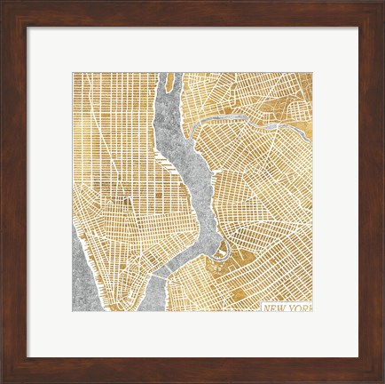 Framed Gilded New York  Map Print