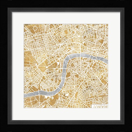 Framed Gilded London Map Print