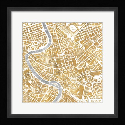 Framed Gilded Rome Map Print