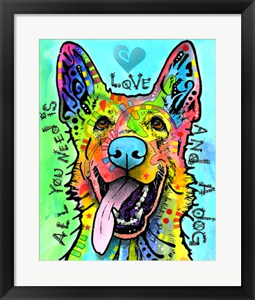 Framed Love And A Dog Print