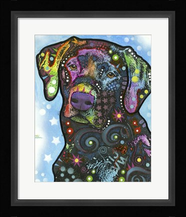 Framed Dog on Blue Print