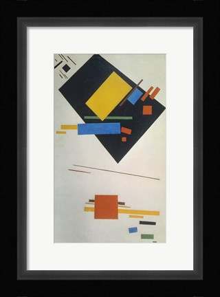 Framed Suprematist painting (with black trapezium and red square), 1915 Print