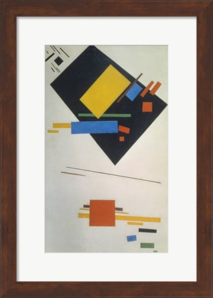 Framed Suprematist painting (with black trapezium and red square), 1915 Print