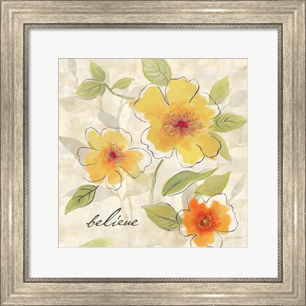 Framed Bright Yellow Garden Trio II Print