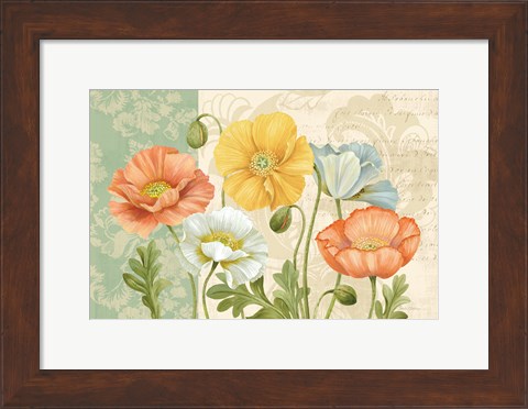 Framed Pastel Poppies Multi Landscape Print