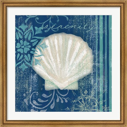 Framed Navy Blue Spa Shells III Print