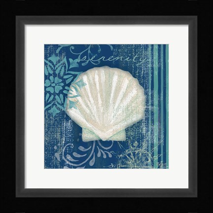 Framed Navy Blue Spa Shells III Print