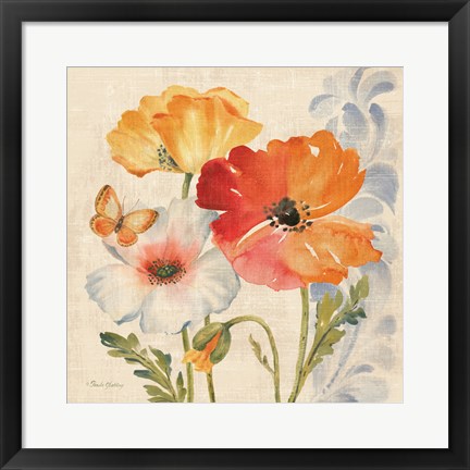 Framed Watercolor Poppies Multi II Print