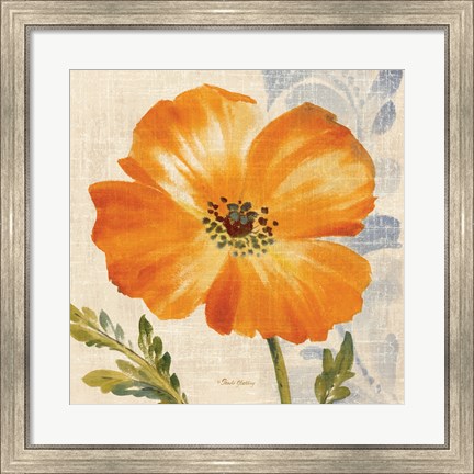 Framed Watercolor Poppies III (Orange) Print