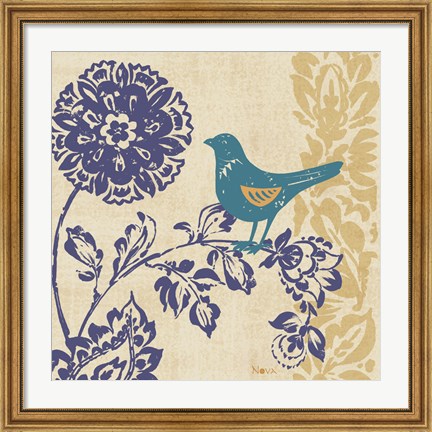 Framed Blue Indigo Bird II Print