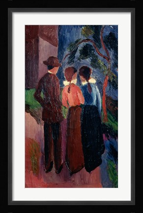 Framed Promenade Of Three People I,  1914 Print
