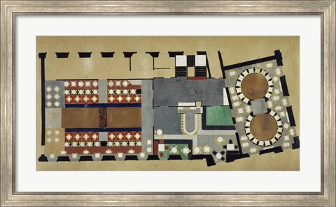 Framed Plan For A Bus Station: Design For The First Floor, 1927 Print