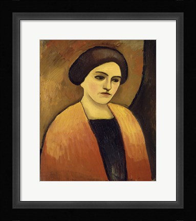 Framed Head Of A Woman In Orange And Brown (Portrait Of The Artist'S Wife),  c.  1911 Print