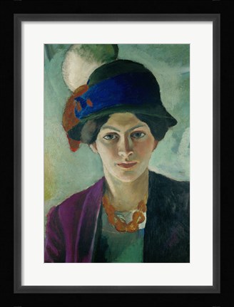 Framed Elisabeth Macke With Hat, 1909 Print