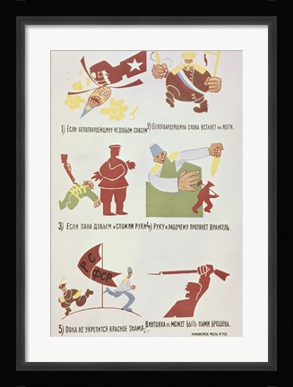 Framed Soviet Poster Against Wrangel'S White Guards 1920 Print