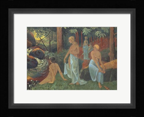 Framed Bathers With White Veils Print