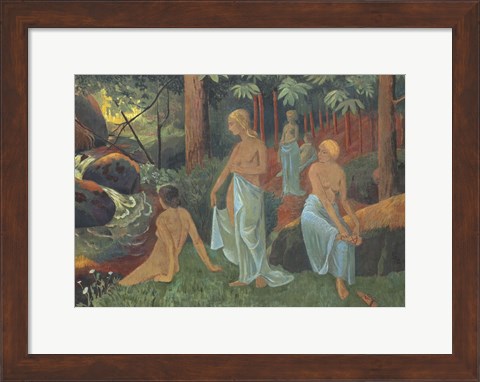 Framed Bathers With White Veils Print