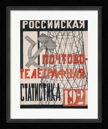 Framed Cover Design For Russian Postal-Telegraph Statistics, 1921 Print