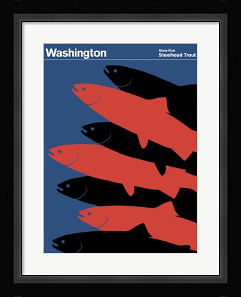 Framed Montague State Posters - Washington Print
