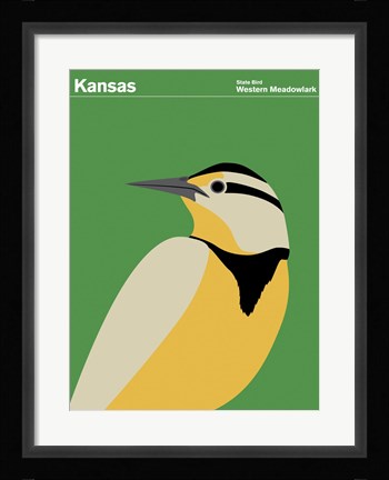 Framed Montague State Posters - Kansas Print