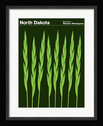 Framed Montague State Posters - North Dakota Print