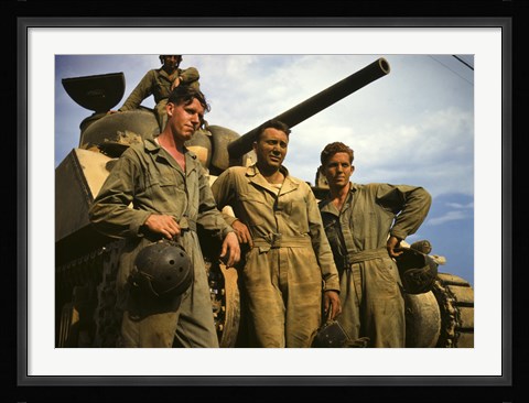 Framed Tank Crew leaning on M-4 tank, Ft. Knox, KY Print