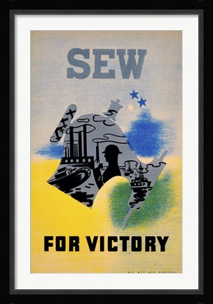 Framed Sew for Victory Print