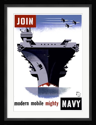 Framed Join the Navy, Modern Mobile Mighty Print
